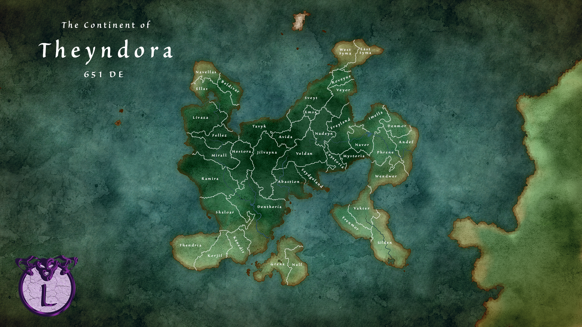 The Continent of Theyndora 11_21 Base Map Image