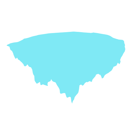 A blue silhouette of a floating island named Faodore