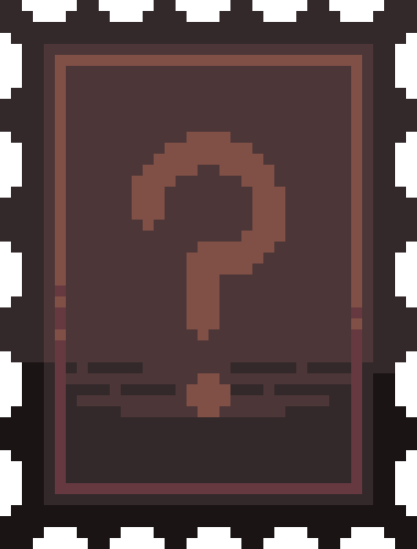 Pixel art stamp with a question mark on it